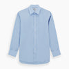 View 1 of product Turnbull & Asser Blue Cotton Shirt with T&A collar and 3-button cuffs, shown laid flat on a white background—perfect for pairing with a navy suit for a sharp look.