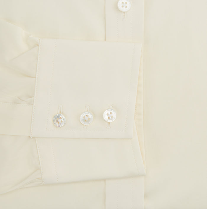 Cream Cotton Shirt with T&A Collar and 3-Button Cuffs Image 3