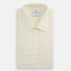 View 5 of product The Turnbull & Asser Cream Cotton Shirt features a T&A collar, button-up front, and 3-button cuffs, displayed on a plain white background.