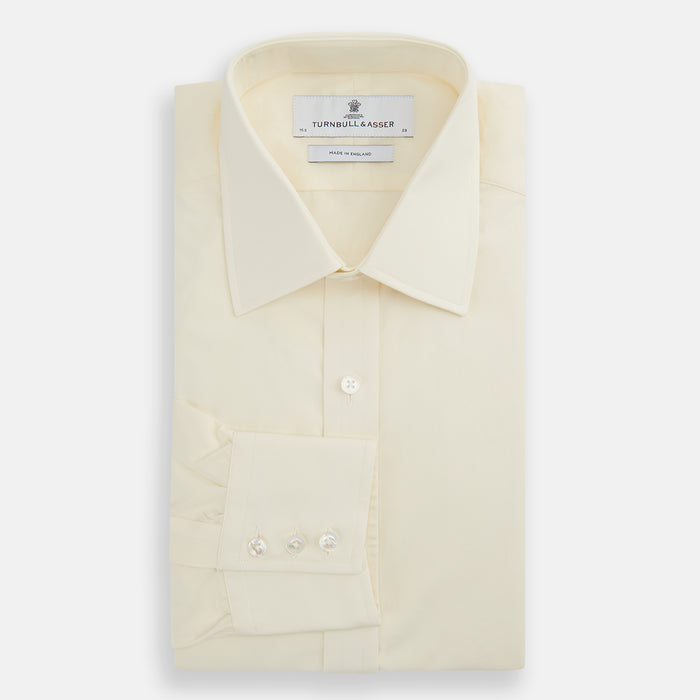 Cream Cotton Shirt with T&A Collar and 3-Button Cuffs Image 4