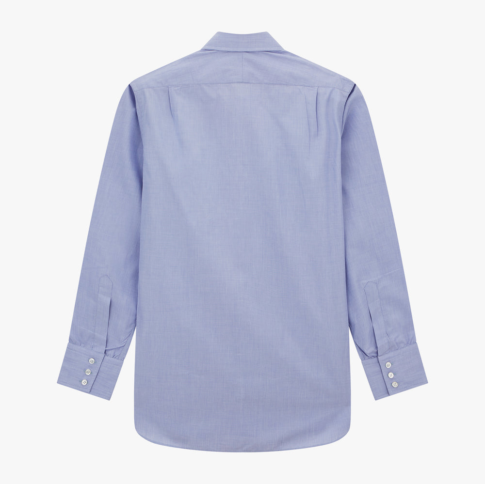 Blue End-on-End Cotton Shirt with T&A Collar and 3-Button Cuffs