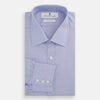 View 5 of product The Turnbull & Asser Blue End-on-End Cotton Shirt features a T&A collar, 3-button cuffs, and white buttons—ideal for pairing with a navy suit or any smart outfit.