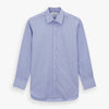 View 1 of product The Turnbull & Asser Blue End-on-End Cotton Shirt features a T&A collar, 3-button cuffs, and white buttons—ideal for pairing with a navy suit or any smart outfit.