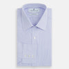 Blue and White Fine Bengal Stripe Sea Island Quality Cotton Shirt with T&A Collar and 3-Button Cuffs