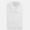View 4 of product The Turnbull & Asser Two-Fold 200 White Cotton Shirt features a T&A collar and 3-button cuffs, crafted from breathable cotton and shown on a plain white background.