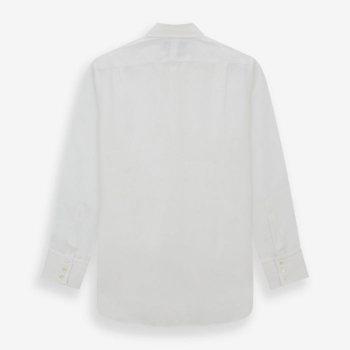 White Linen Shirt with T&A Collar and 3-Button Cuffs Image 4