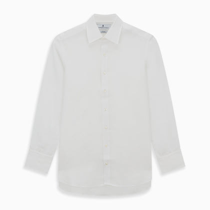 White Linen Shirt with T&A Collar and 3-Button Cuffs Image 5