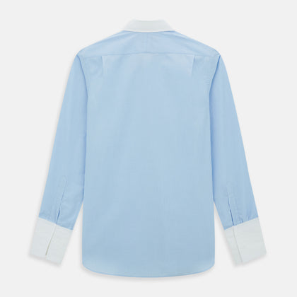 Light Blue End-on-End Shirt with Contrast T&A Collar and Double Cuffs Image 4