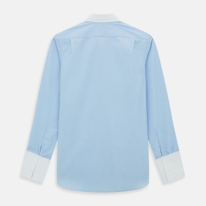 Light Blue End-on-End Shirt with Contrast T&A Collar and Double Cuffs Image 4