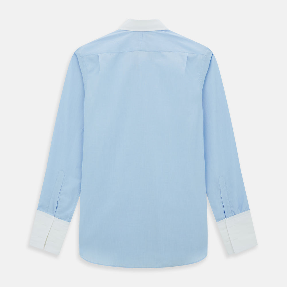 Light Blue End-on-End Shirt with Contrast T&A Collar and Double Cuffs