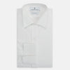 View 4 of product The Turnbull & Asser White Cotton Dress Shirt features a wing collar, double cuffs, and is displayed on a plain white background.