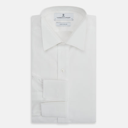 White Cotton Dress Shirt with Wing Collar and Double Cuffs Image 3