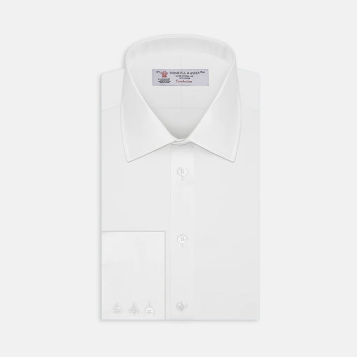 White Herringbone Superfine Cotton Shirt with T&A Collar and 3-Button Cuffs