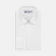 The Turnbull & Asser White Herringbone Superfine Cotton Shirt with T&A collar and 3-button cuffs is perfect for pairing with statement ties or elevating minimalist looks.