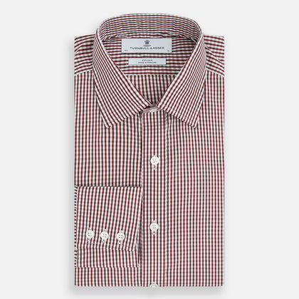 Burgundy Micro Check Winston Shirt Image 4