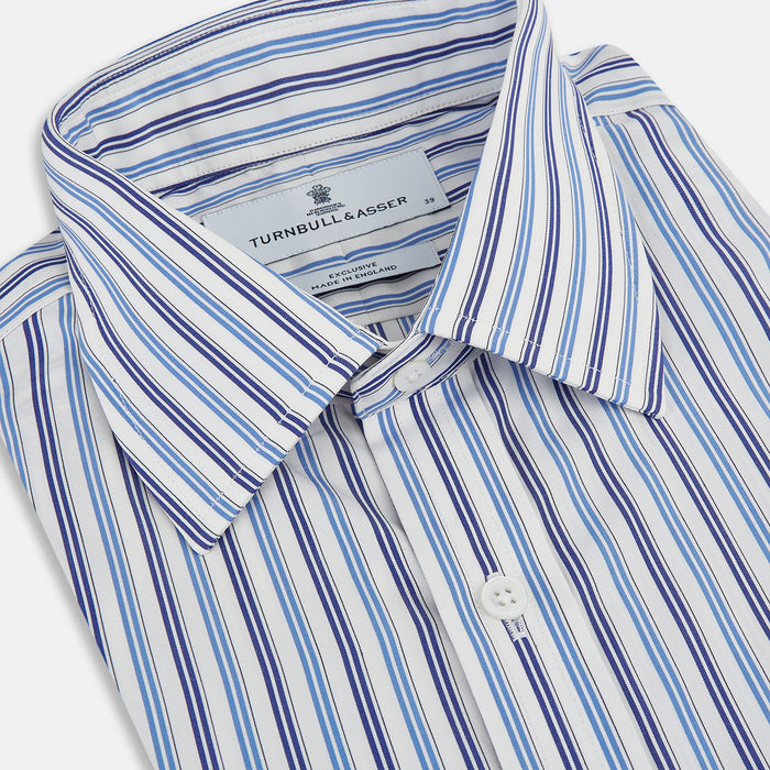 Blue and Navy Multi Stripe Mayfair Shirt Image 1