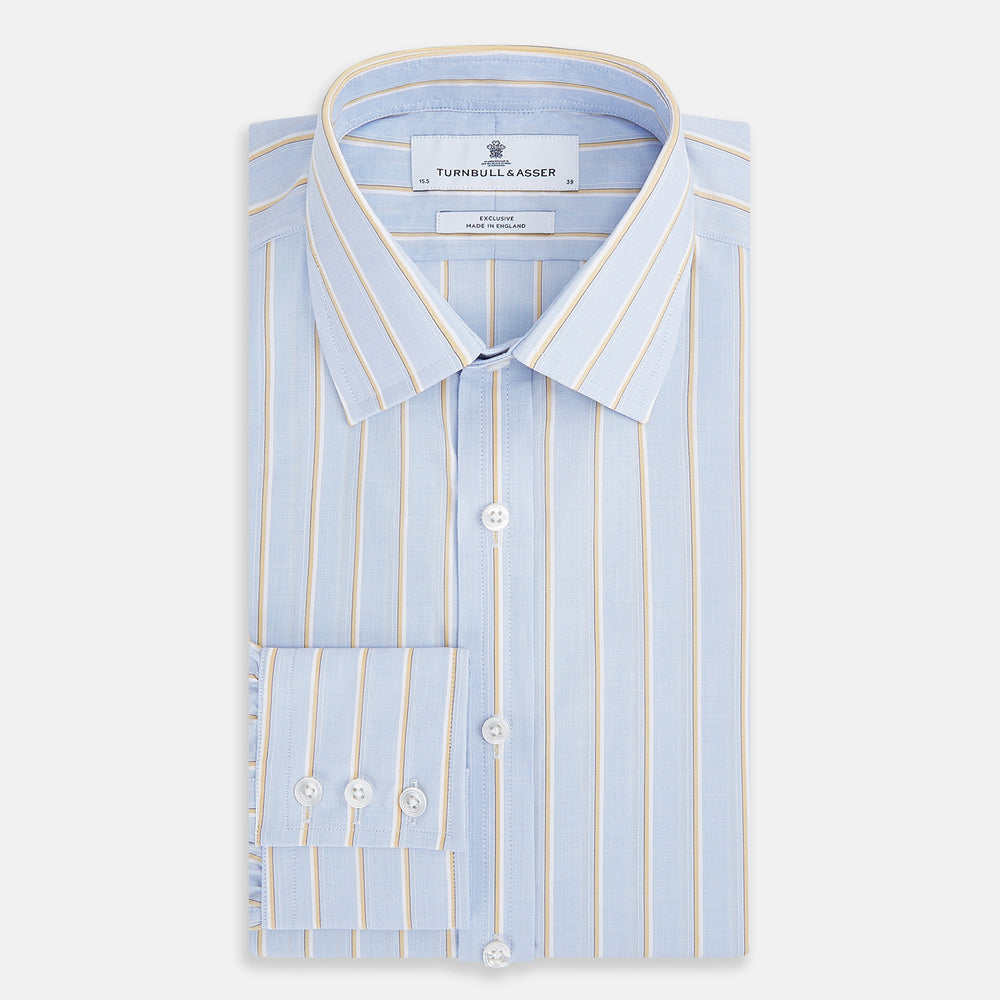Blue and Yellow  Multi-Stripe Mayfair Shirt 19