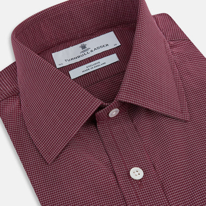 Wine Pin Check Mayfair Shirt