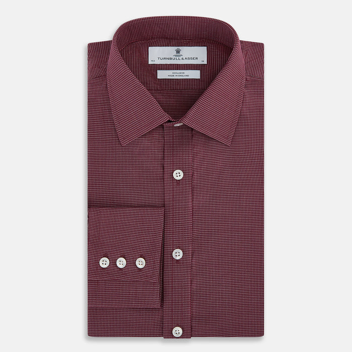Wine Pin Check Mayfair Shirt Image 4