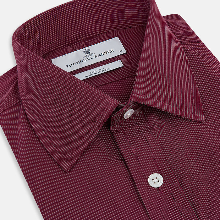 Wine Pinstripe Mayfair Shirt Image 1
