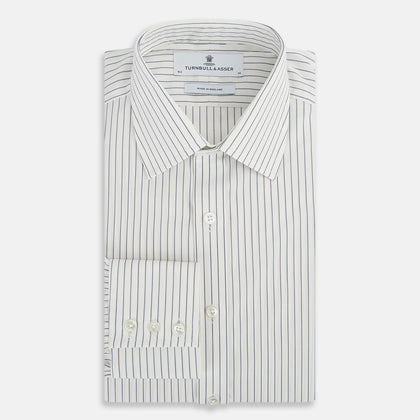Navy Thin Track Stripe Mayfair Shirt Image 4