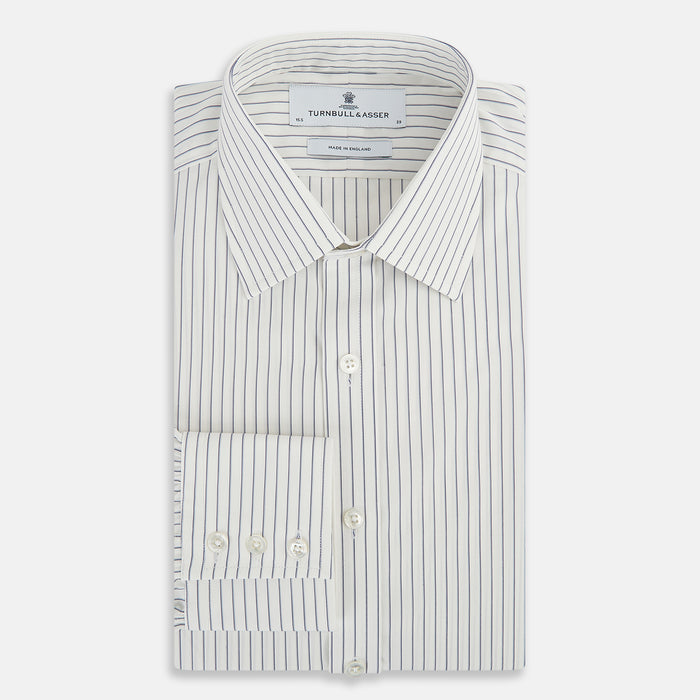 Navy Thin Track Stripe Mayfair Shirt Image 4