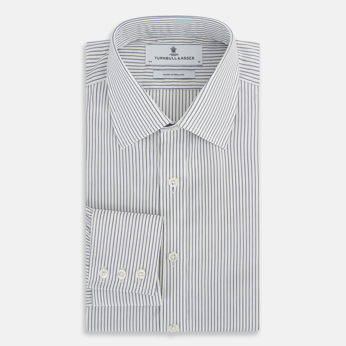 Navy Pair Stripe Mayfair Shirt Image 4