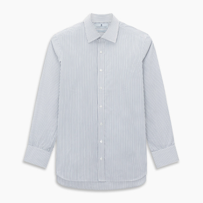 Navy Pair Stripe Mayfair Shirt Image 6