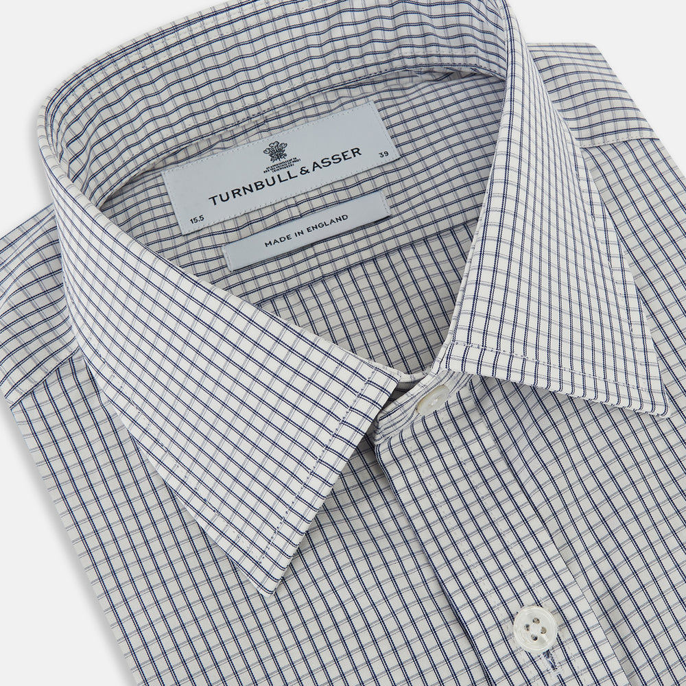 Navy Tattersall Check Mayfair Shirt 15.5