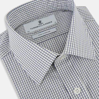 Navy Tattersall Check Mayfair Shirt Image 1