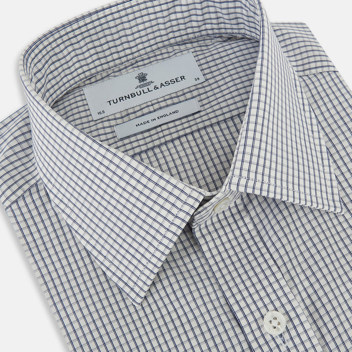 Navy Tattersall Check Mayfair Shirt Image 1