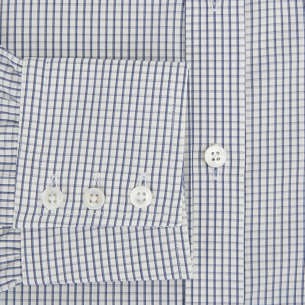 Navy Tattersall Check Mayfair Shirt 15.5