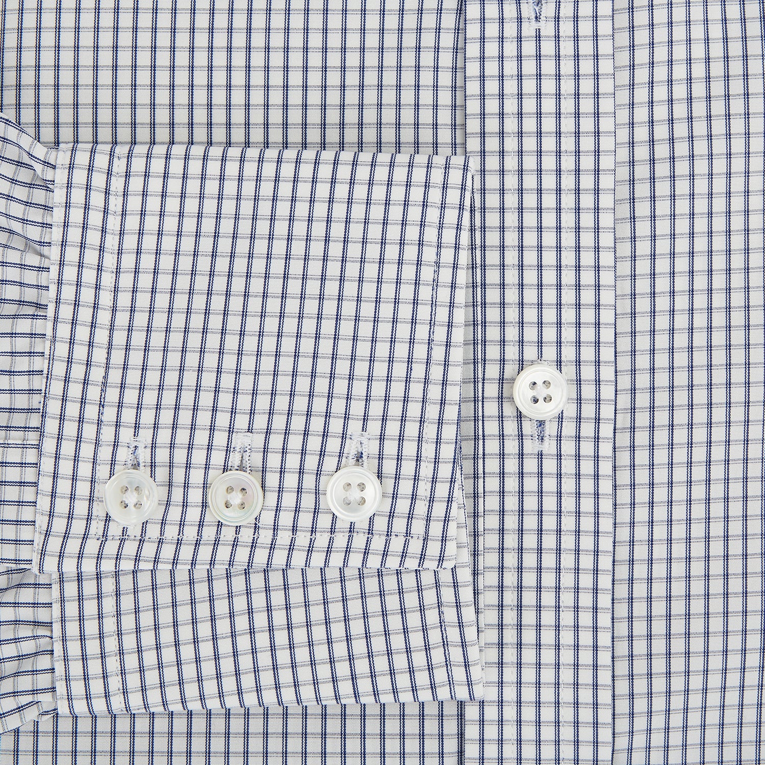 View 4 of product Navy Tattersall Check Mayfair Shirt 15.5