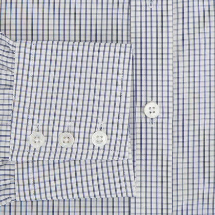 Navy Tattersall Check Mayfair Shirt Image 3