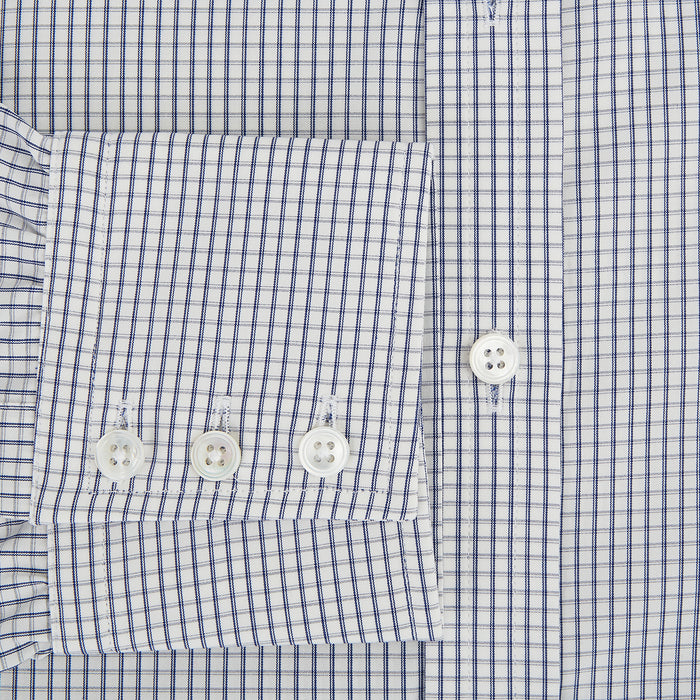 Navy Tattersall Check Mayfair Shirt Image 3