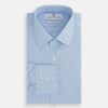 View 4 of product The Turnbull & Asser Light Blue End-on-End Shirt, featuring a T&A collar and 3-button cuffs, is laid flat on a white background—perfect for smart looks or complementing your favorite navy suit.
