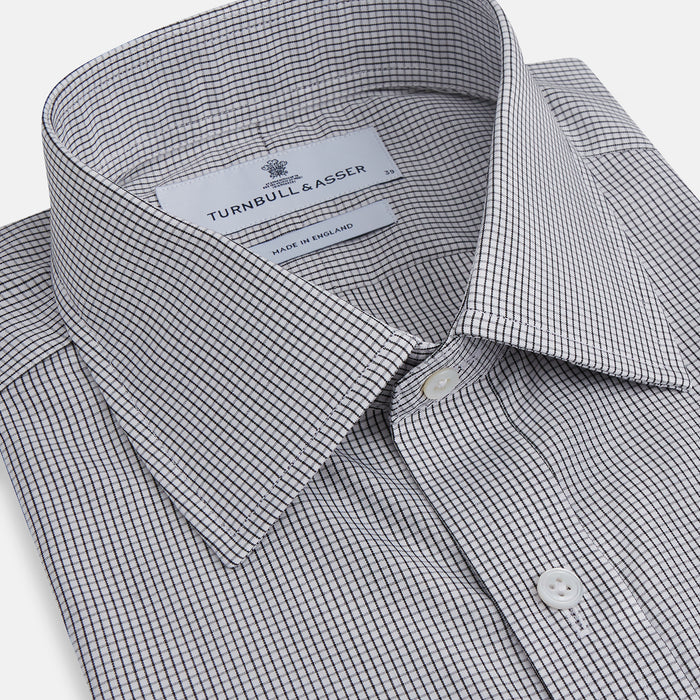 Dark Blue and White Graph Check Mayfair Shirt Image 1