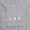 View 3 of product The Turnbull & Asser Dark Blue and White Graph Check Mayfair Shirt is a long-sleeve, button-up shirt with a pointed collar, shown on a plain white background.