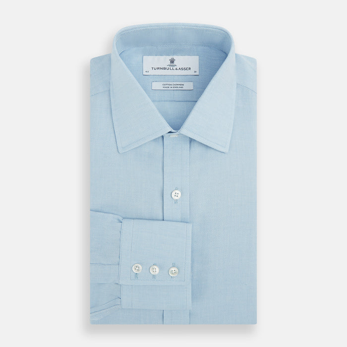 Blue Cotton Cashmere Mayfair Shirt Image 3