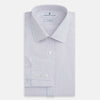 View 4 of product The Turnbull & Asser Red and Blue Tattersall Check Mayfair Shirt features long sleeves, cotton poplin fabric, a pointed collar, and buttoned cuffs, displayed flat on a white background.
