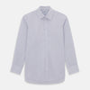 View 1 of product The Turnbull & Asser Red and Blue Tattersall Check Mayfair Shirt features long sleeves, cotton poplin fabric, a pointed collar, and buttoned cuffs, displayed flat on a white background.