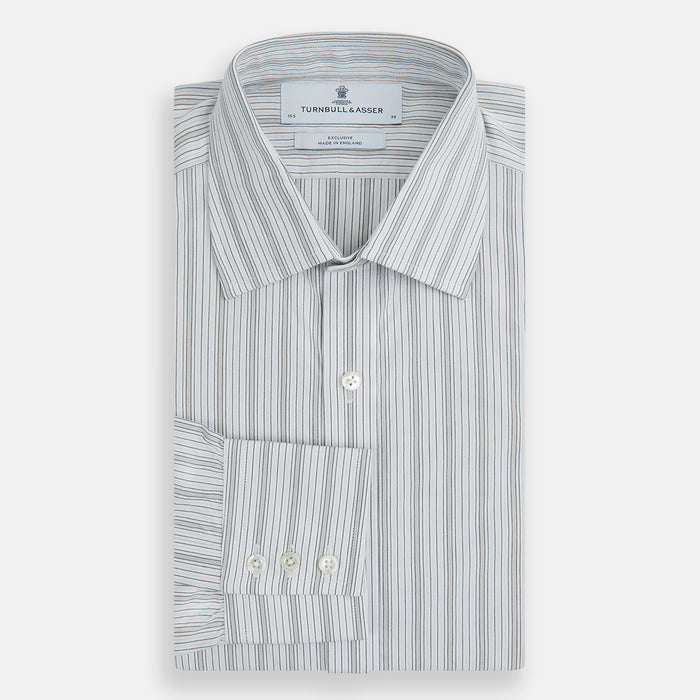 Grey Fine Track Stripe Mayfair Shirt Image 3