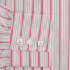 View 3 of product The Turnbull & Asser Pink Multi Track Stripe Mayfair Shirt features long sleeves, a button-down front, classic collar, and buttoned cuffs with red and pink stripes on white, neatly displayed on a light background.