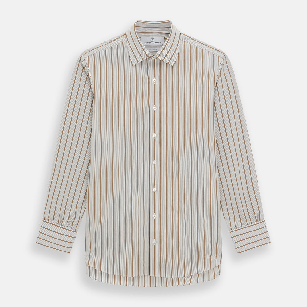 Brown Multi Track Stripe Mayfair Shirt