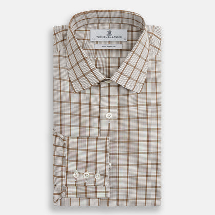 Brown Graph Overlay Check Mayfair Shirt Image 3