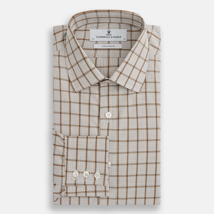 Brown Graph Overlay Check Mayfair Shirt Image 3