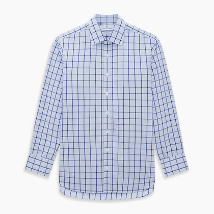Navy Blue Windowpane Check Mayfair Shirt Image 5