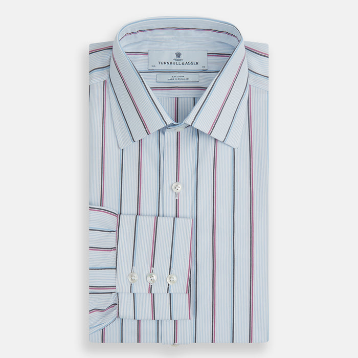Blue and Pink Shadow Stripe Mayfair Shirt Image 3