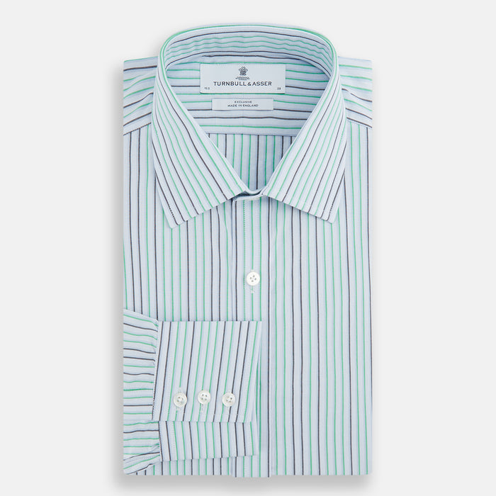 Green and Blue Shadow Pinstripe Mayfair Shirt Image 3