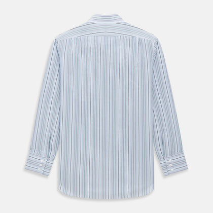 Blue and Green Multi Track Stripe Mayfair Shirt Image 4